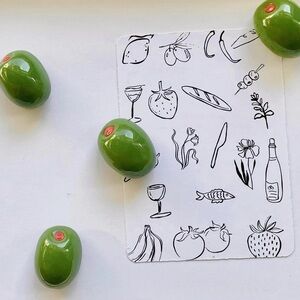 8pc Olive Fridge Magnet Set – Handmade – Green